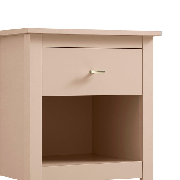 Oakham 1-Drawer Nightstand, Nude Pink