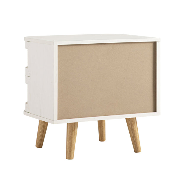 Izzy Curved Rattan 2-Drawer Nightstand, White