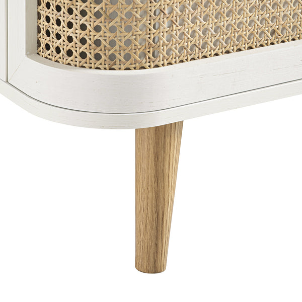 Izzy Curved Rattan 2-Drawer Nightstand, White