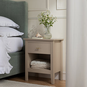 Oakham 1-Drawer Nightstand, Deep Greige