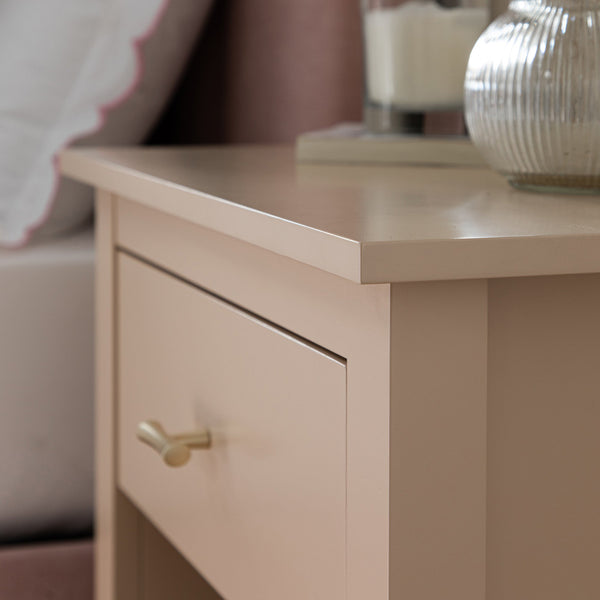 Oakham 1-Drawer Nightstand, Nude Pink