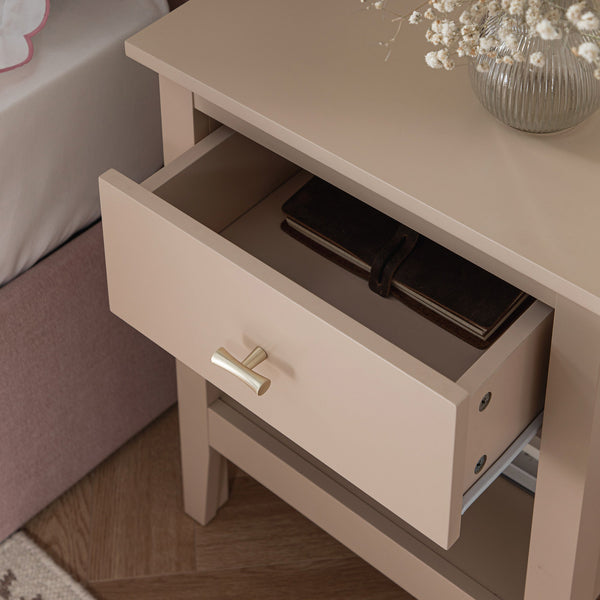 Oakham 1-Drawer Nightstand, Nude Pink