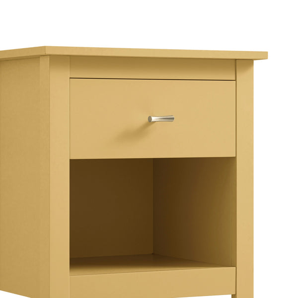 Oakham 1-Drawer Nightstand, Rattan Yellow