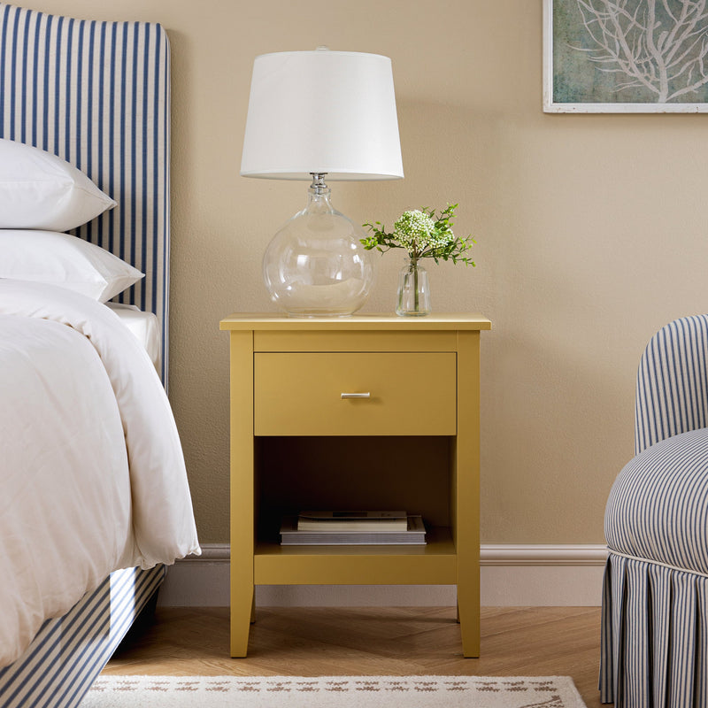 Oakham 1-Drawer Nightstand, Rattan Yellow