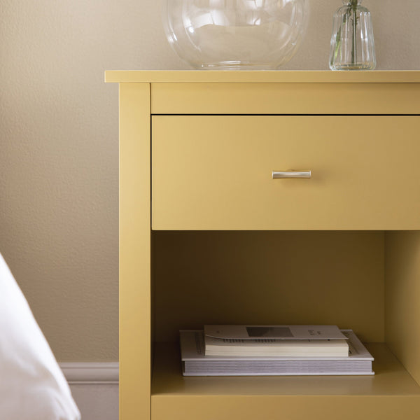 Oakham 1-Drawer Nightstand, Rattan Yellow