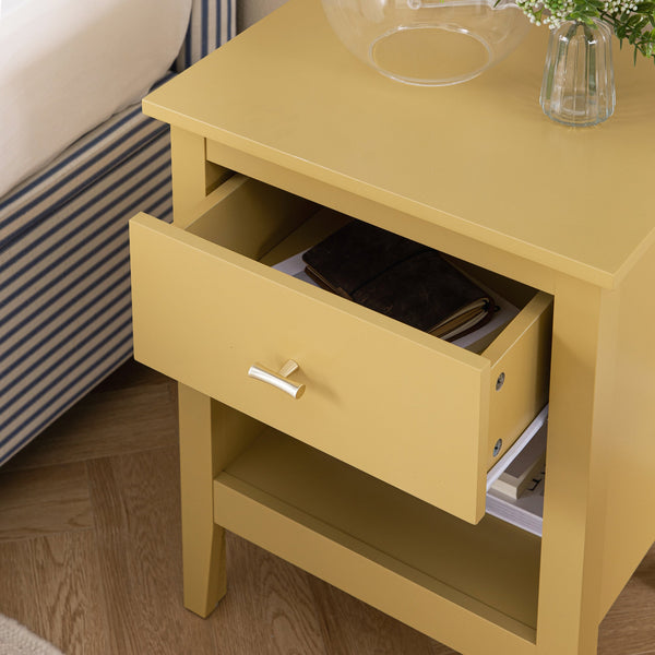 Oakham 1-Drawer Nightstand, Rattan Yellow
