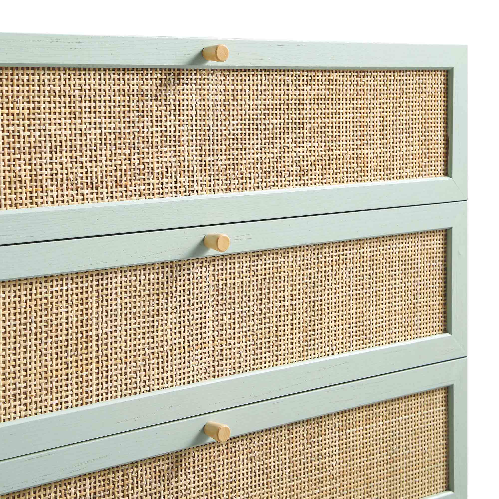 Frances Woven Rattan Tall 4 Drawer Dresser, Mint - daals - Chest of Drawers Frances Woven Rattan Tall 4 Drawer Dresser, Mint - daals - Chest of Drawers