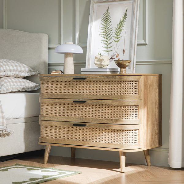 3 foot long dresser Huisuilinss Fluted 3/5/6 Drawer Dresser For Bedroom,Wood Wide Chest Of Drawers,Tall Nightstand,Double Dresser,Modern Side Table With Metal Handle & Feet For Living Room Hallway
