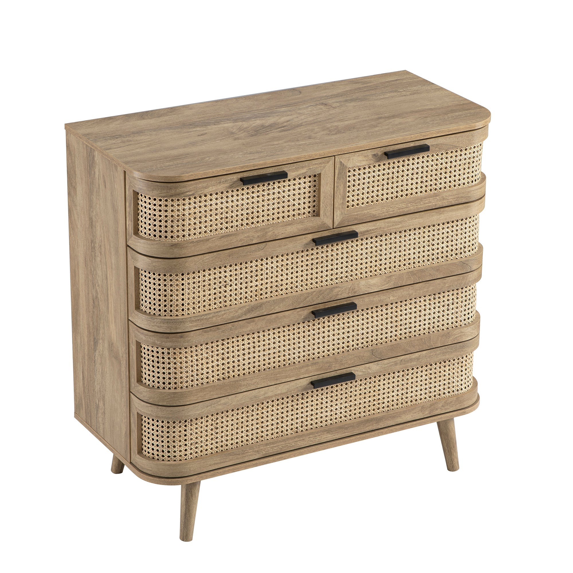 Izzy Curved Rattan 5 Drawer Dresser, Natural | daals.com Izzy Curved Rattan 5 Drawer Dresser, Natural | daals.com