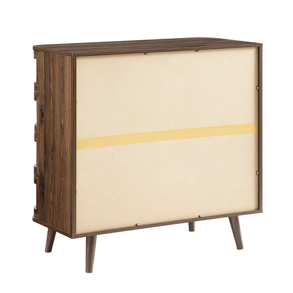 Izzy Curved Rattan 5 Drawer Dresser, Walnut