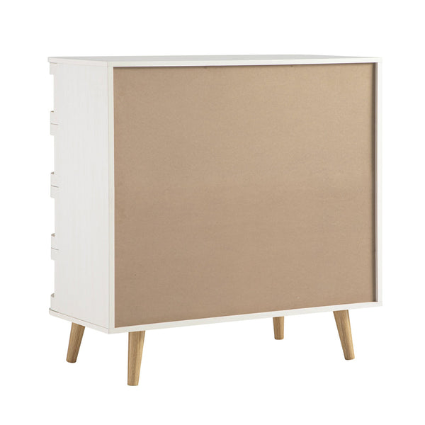 Izzy Curved Rattan 5 Drawer Dresser, White