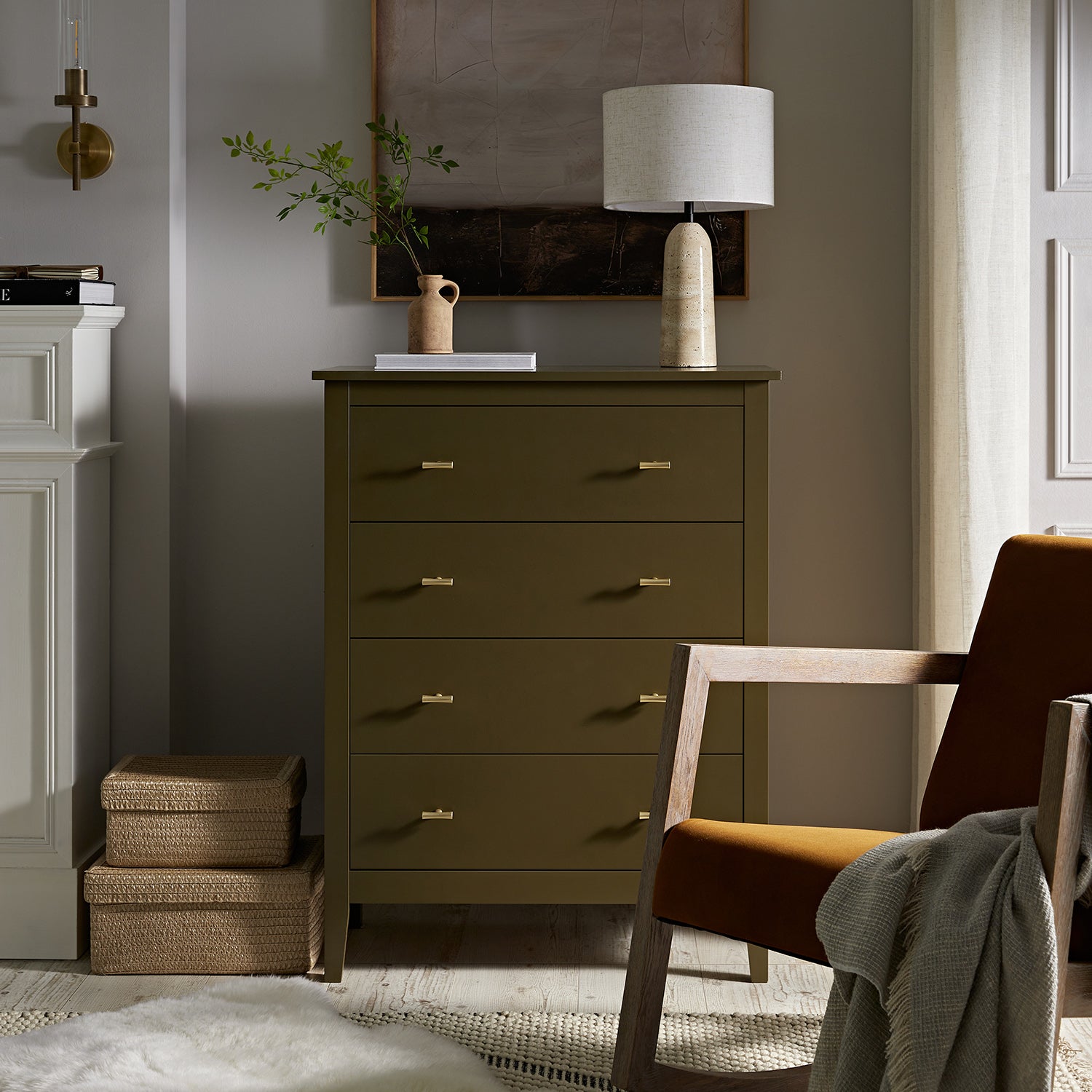 Oakham 4-Drawer Dresser, Olive Grove
