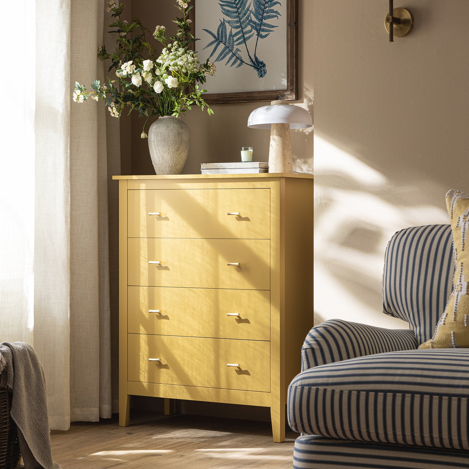 Oakham 4-Drawer Dresser, Rattan Yellow