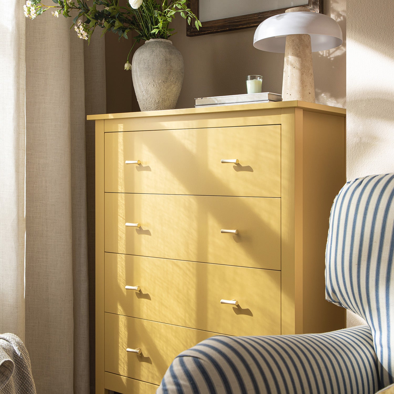 Oakham 4-Drawer Dresser, Rattan Yellow