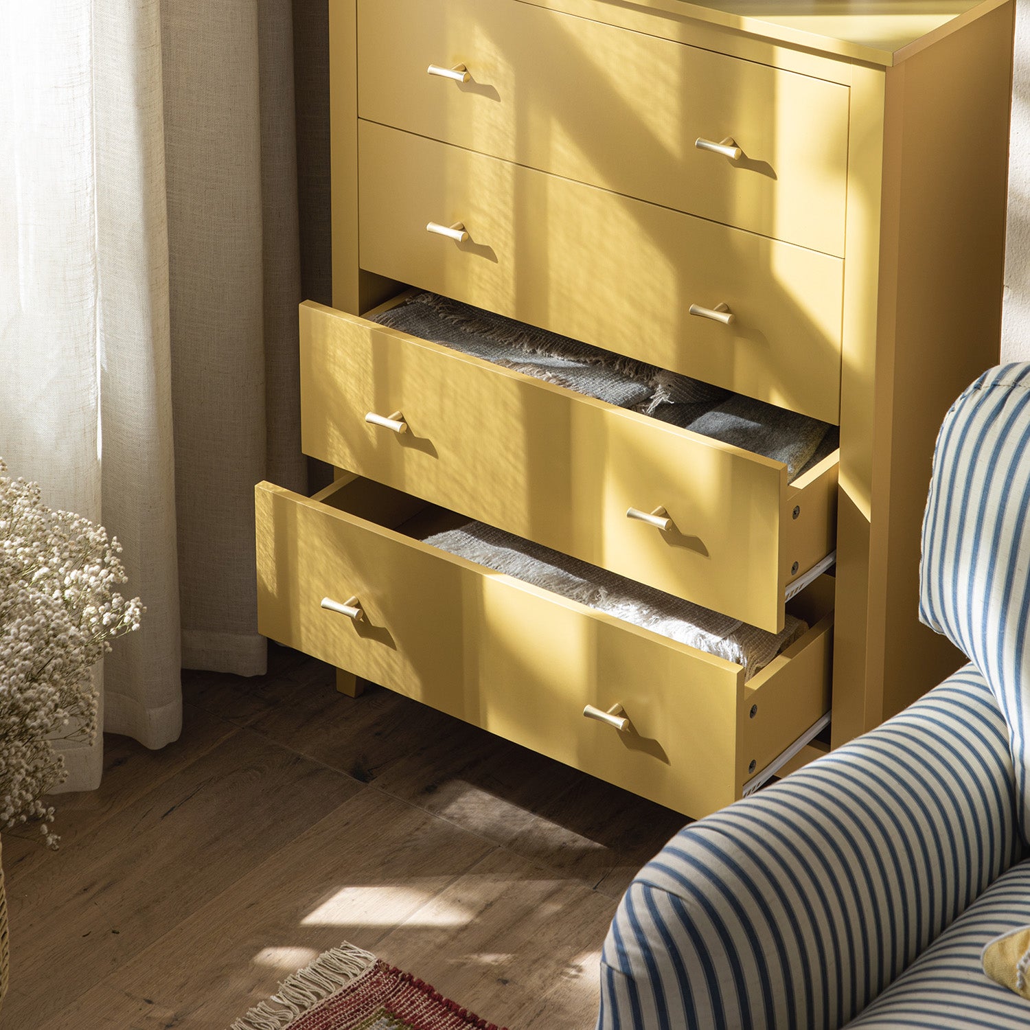 Oakham 4-Drawer Dresser, Rattan Yellow