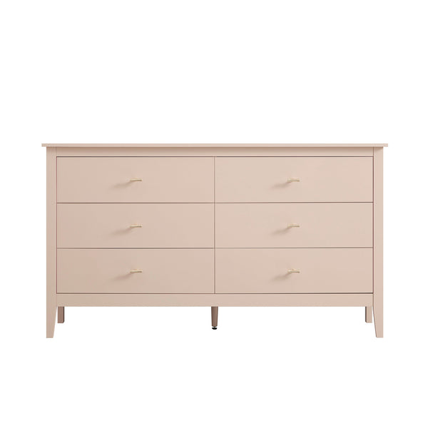 Oakham 6-Drawer Dresser, Nude Pink