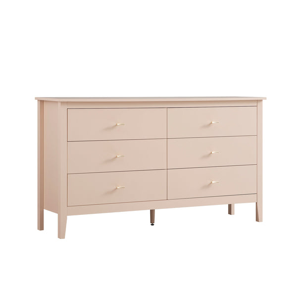 Oakham 6-Drawer Dresser, Nude Pink
