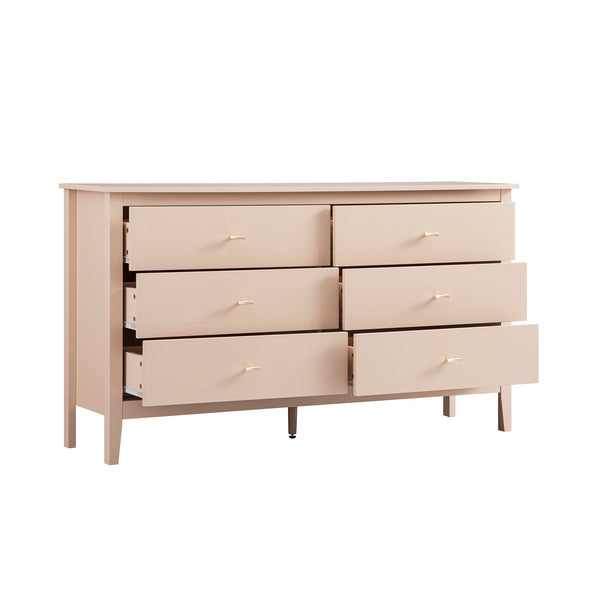 Oakham 6-Drawer Dresser, Nude Pink