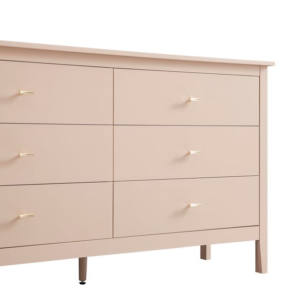 Oakham 6-Drawer Dresser, Nude Pink