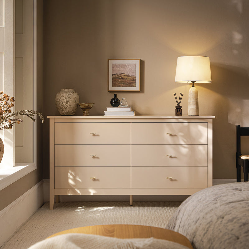 Oakham 6-Drawer Dresser, Nude Pink