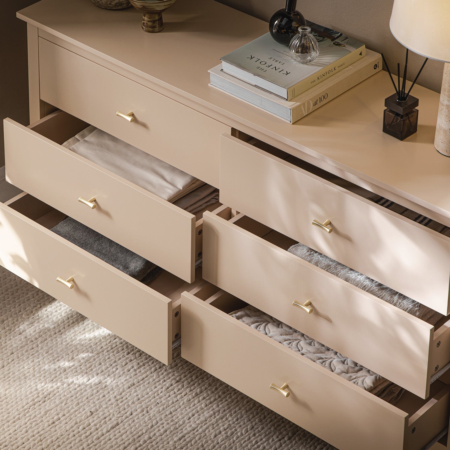 Oakham 6-Drawer Dresser, Nude Pink