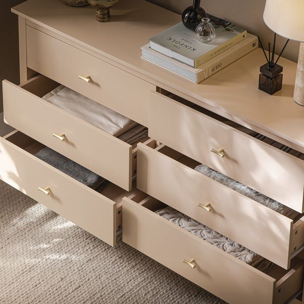 Oakham 6-Drawer Dresser, Nude Pink