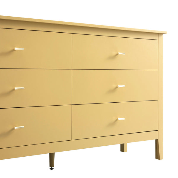 Oakham 6-Drawer Dresser, Rattan Yellow
