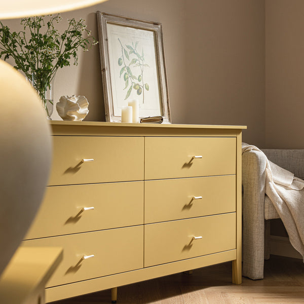 Oakham 6-Drawer Dresser, Rattan Yellow