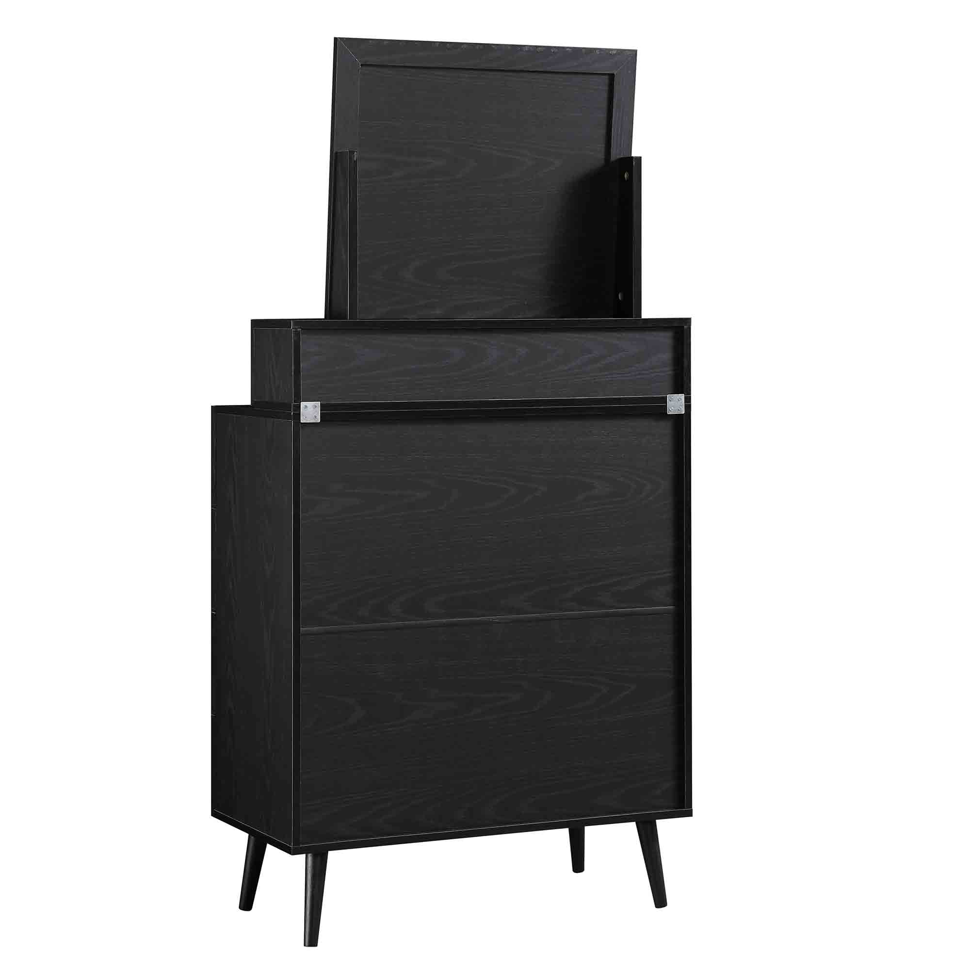 2 drawer black dresser Kelno Nightstand 2 Drawers Fabric Storage Dresser Small Bedside Table Wood Top, White