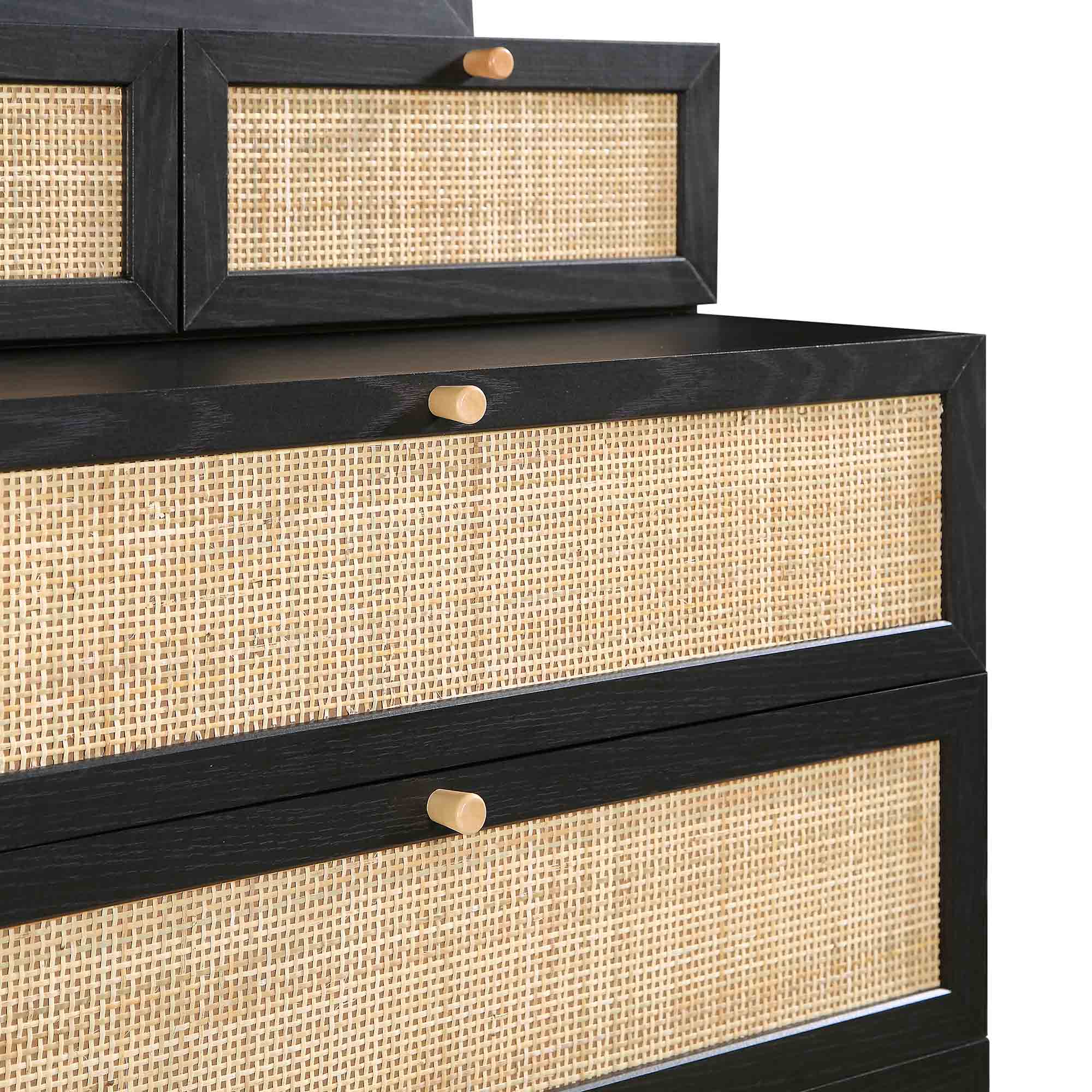 mesh dresser Frances Woven Rattan Tall Vanity Dresser with Mirror, Black mesh dresser Frances Woven Rattan Tall Vanity Dresser with Mirror, Black