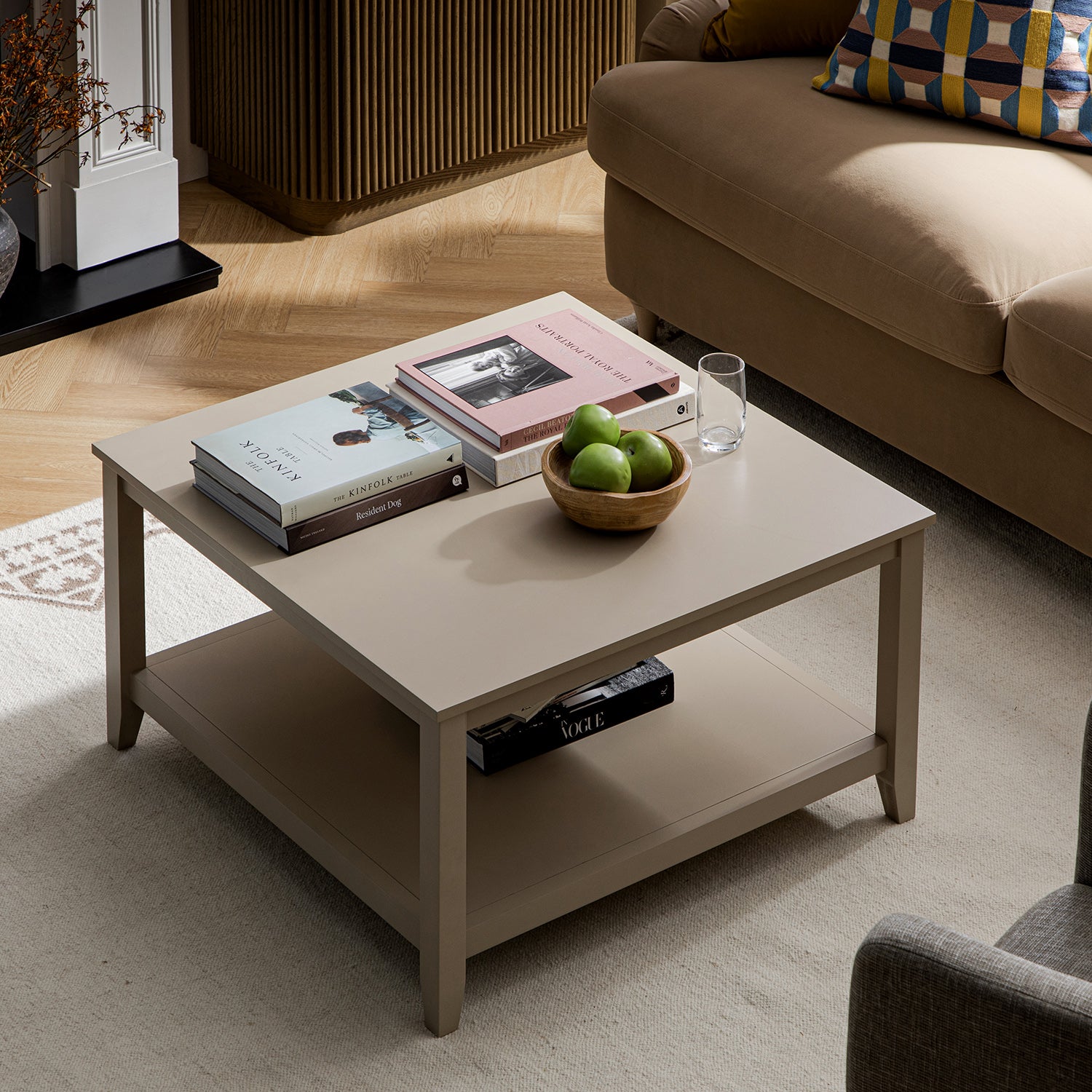 Oakham 32" Square Coffee Table, Deep Greige