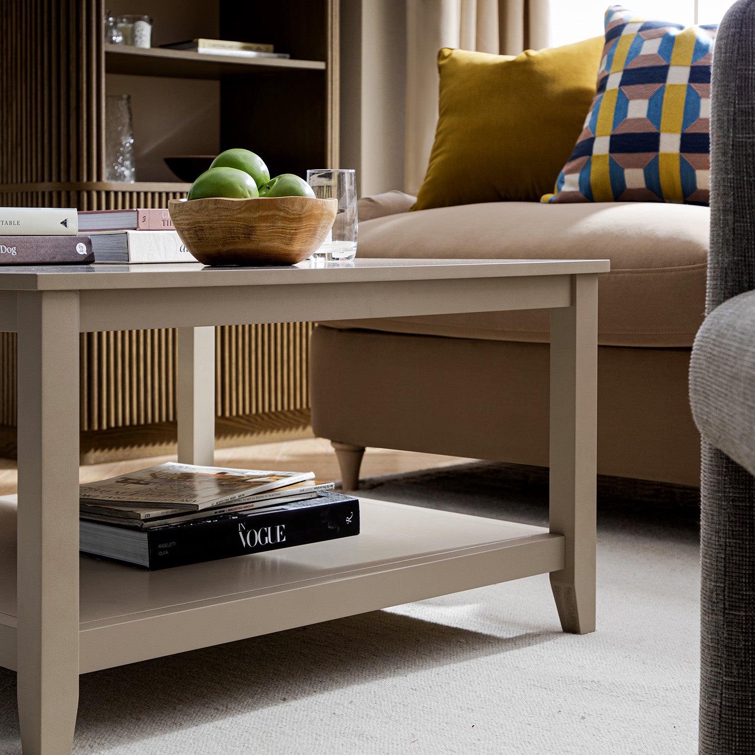 Oakham 32" Square Coffee Table, Deep Greige