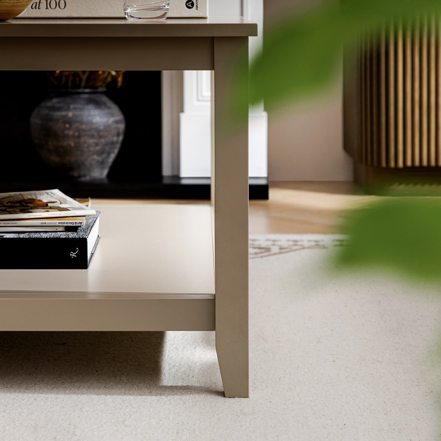 Oakham 32" Square Coffee Table, Deep Greige