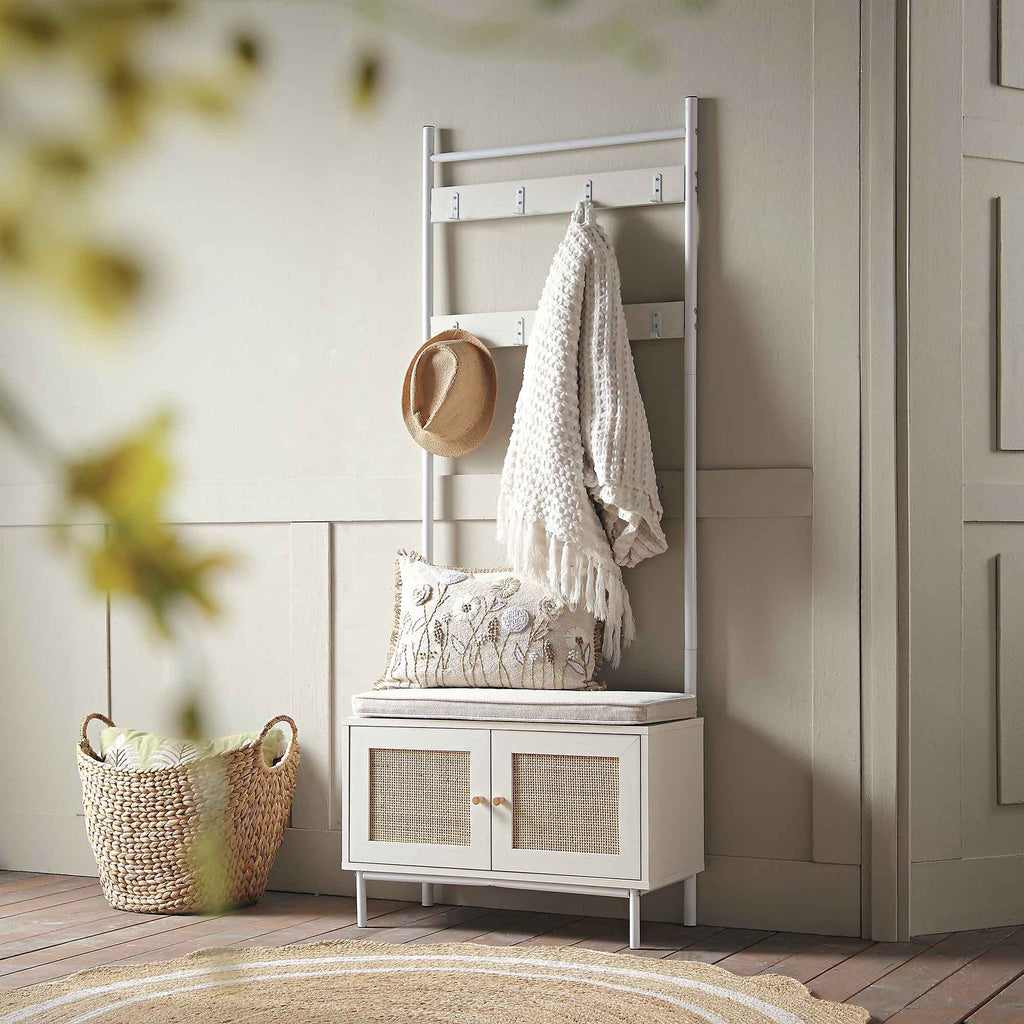 Frances Woven Hallway Unit with Cushion, White | daals.com
