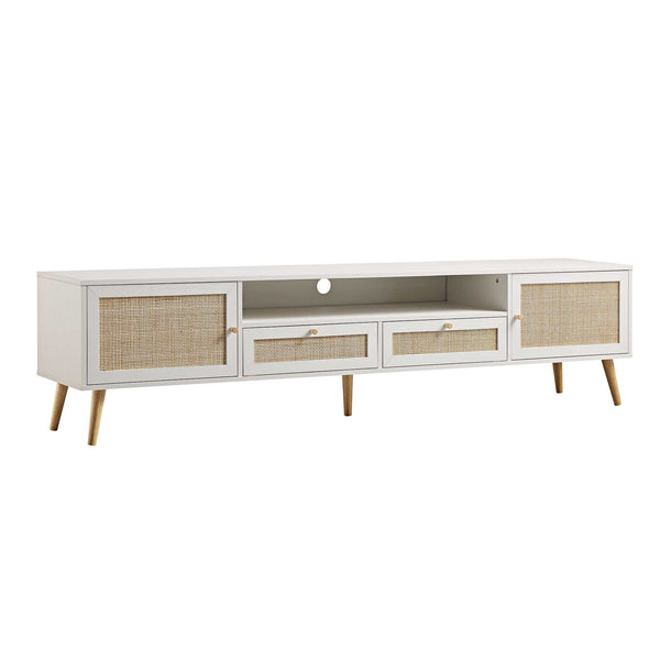 Frances Woven Rattan 79in. Wide TV Unit, White