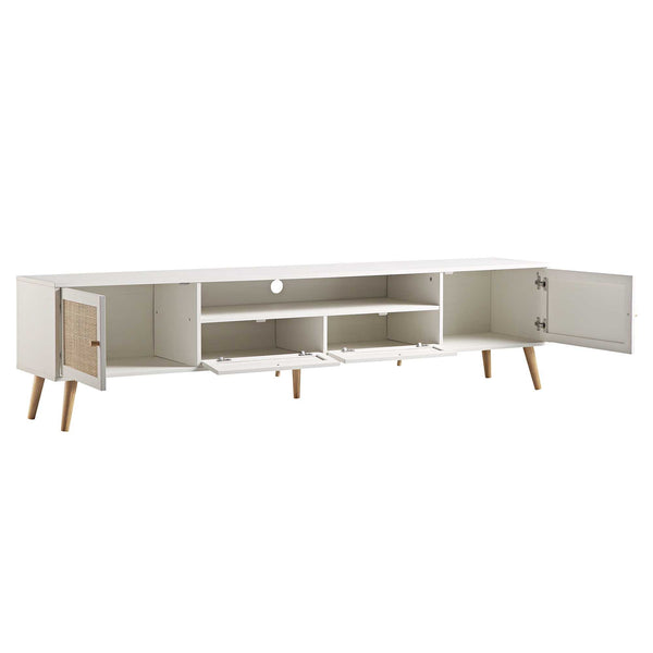 Frances Woven Rattan 79in. Wide TV Unit, White