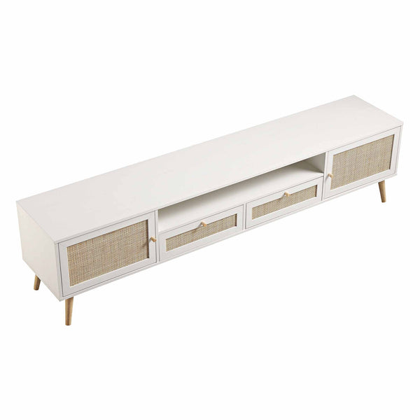 Frances Woven Rattan 79in. Wide TV Unit, White