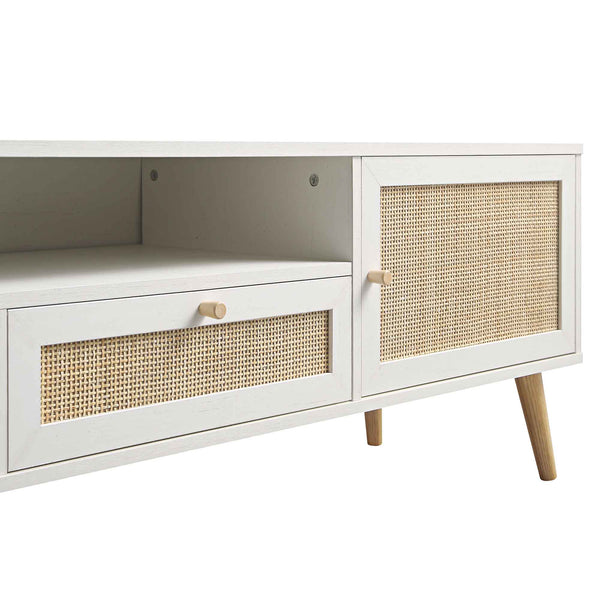 Frances Woven Rattan 79in. Wide TV Unit, White