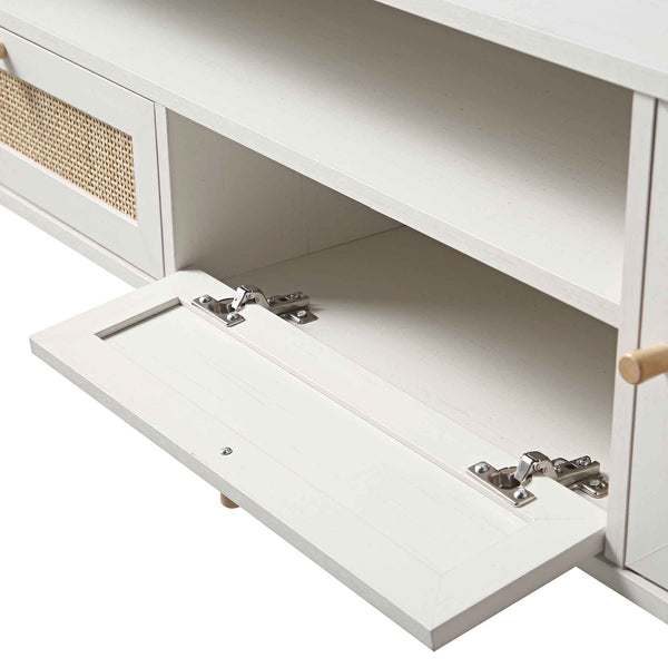 Frances Woven Rattan 79in. Wide TV Unit, White