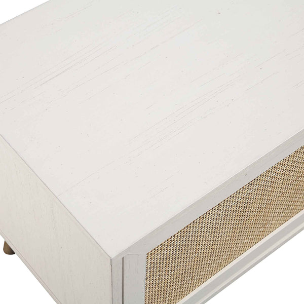 Frances Woven Rattan 79in. Wide TV Unit, White