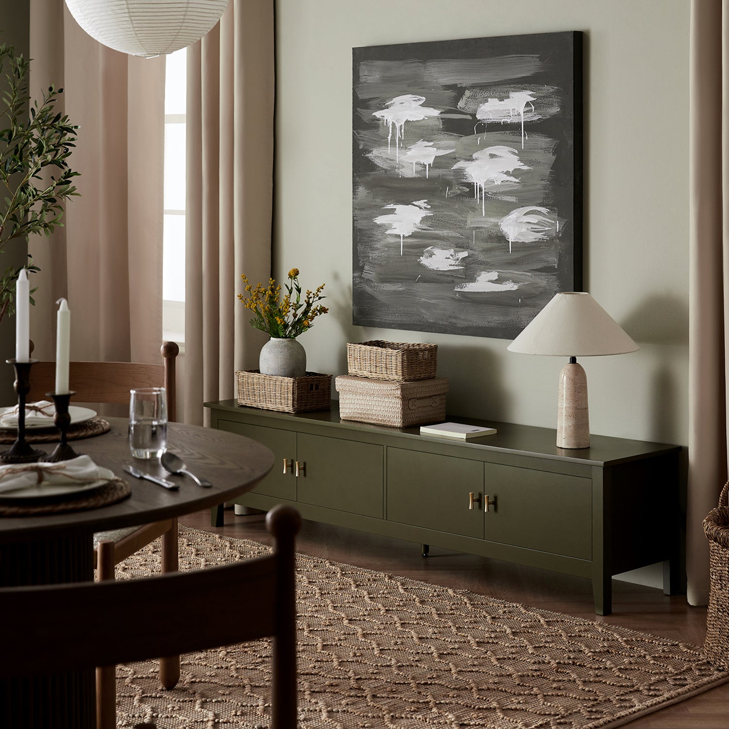 Oakham 70" Wide Media Unit, Olive Grove