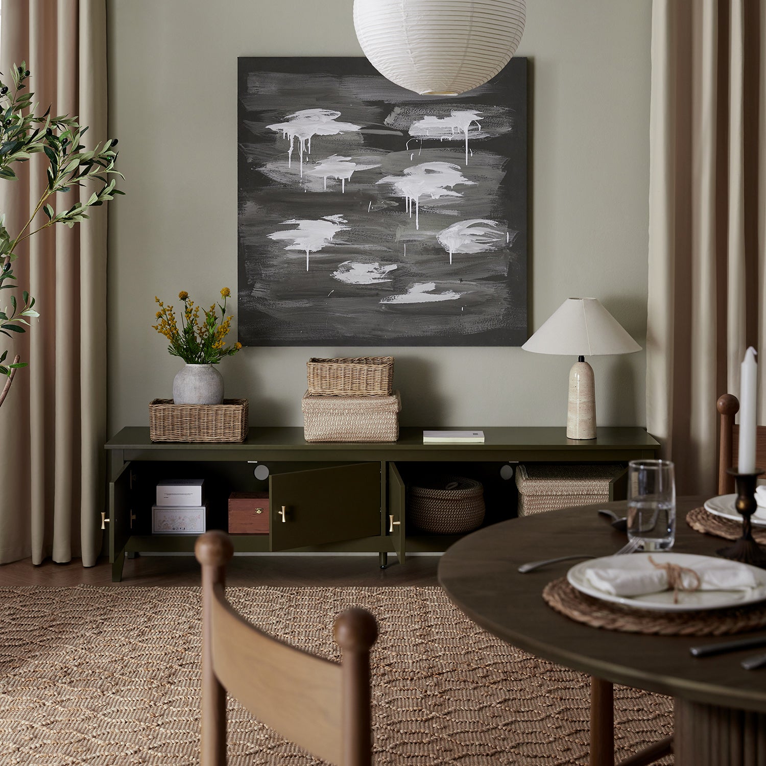 Oakham 70" Wide Media Unit, Olive Grove