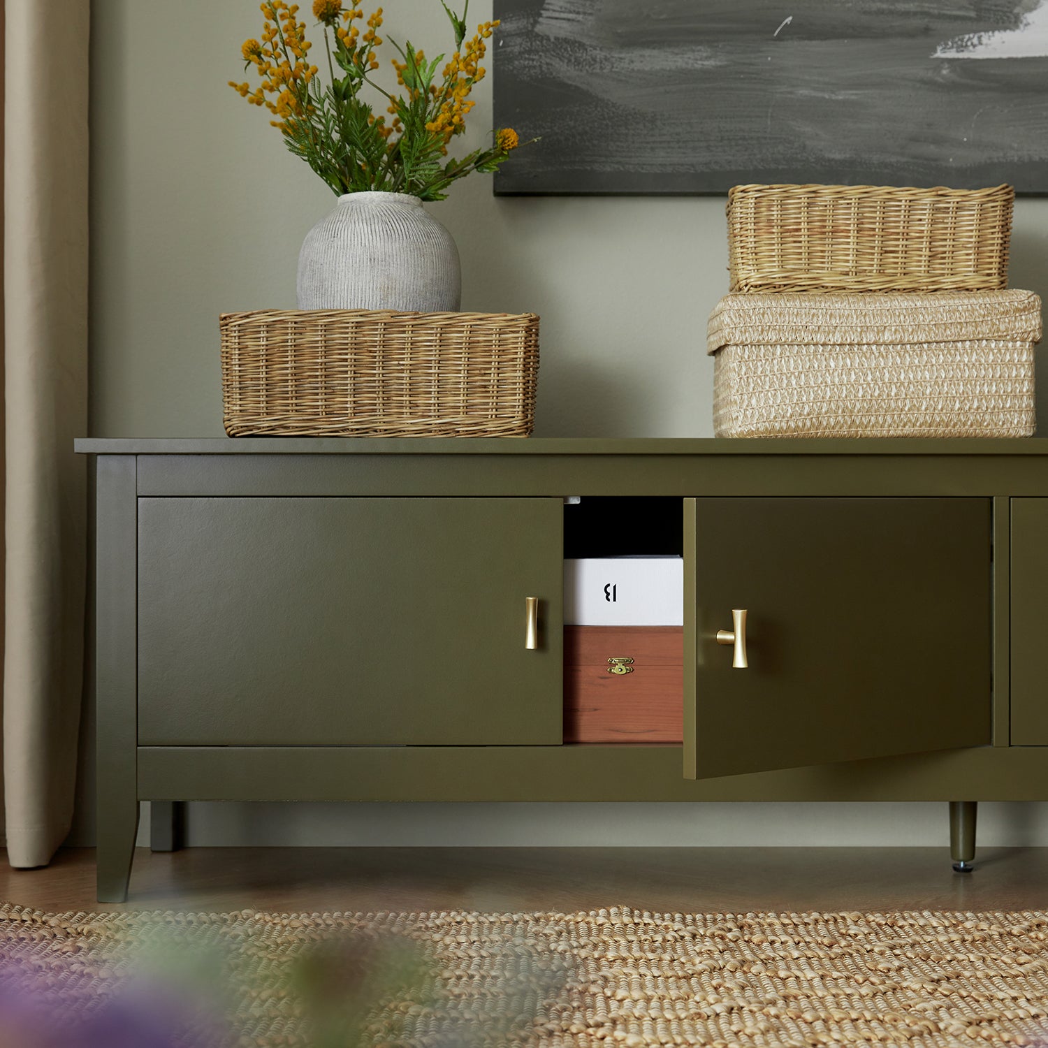 Oakham 70" Wide Media Unit, Olive Grove