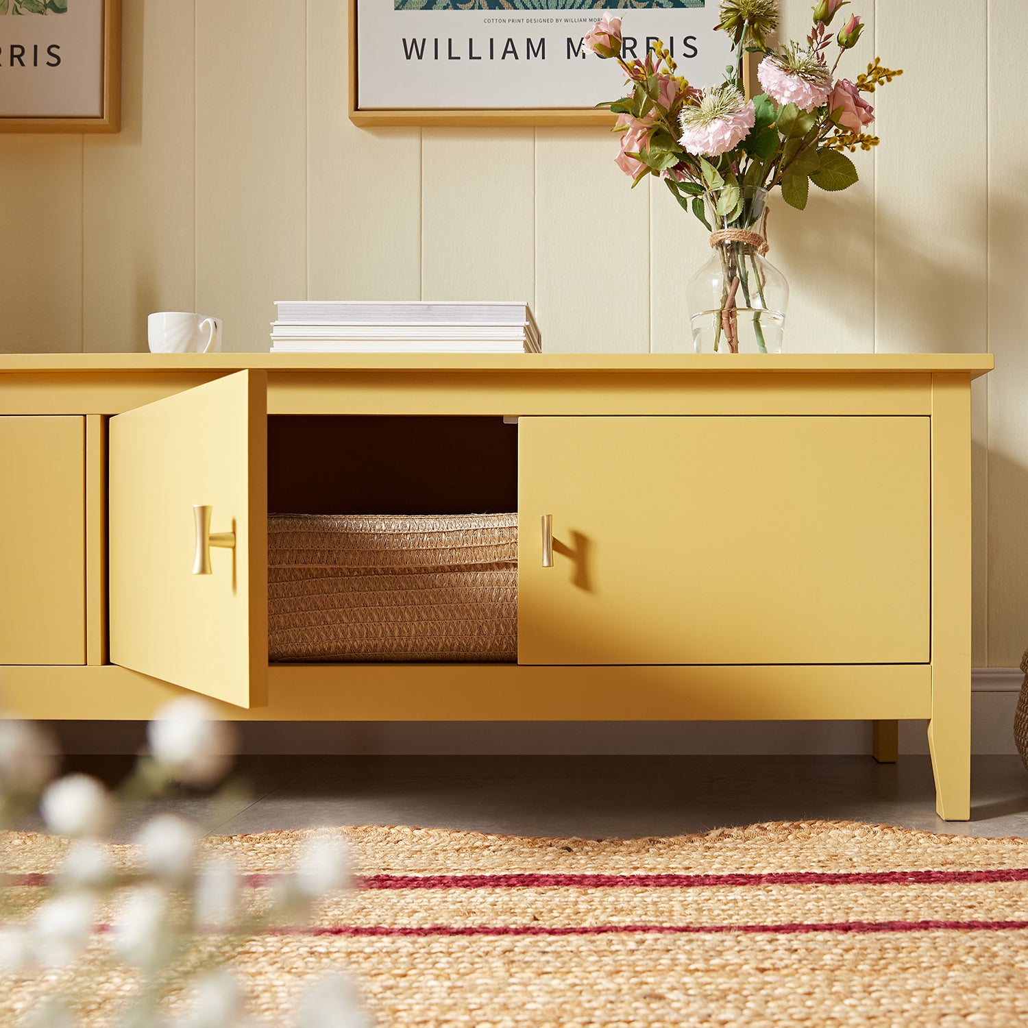 Oakham 70" Wide Media Unit, Rattan Yellow