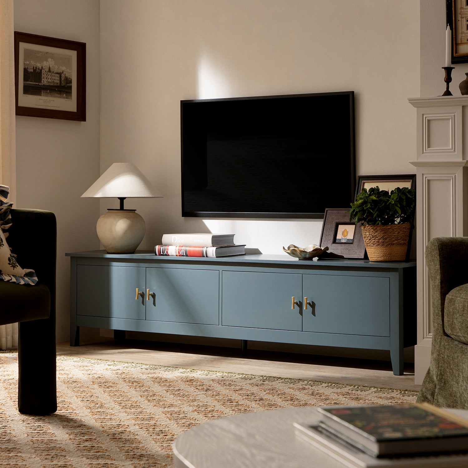 Oakham 70" Wide Media Unit, Stormy Blue