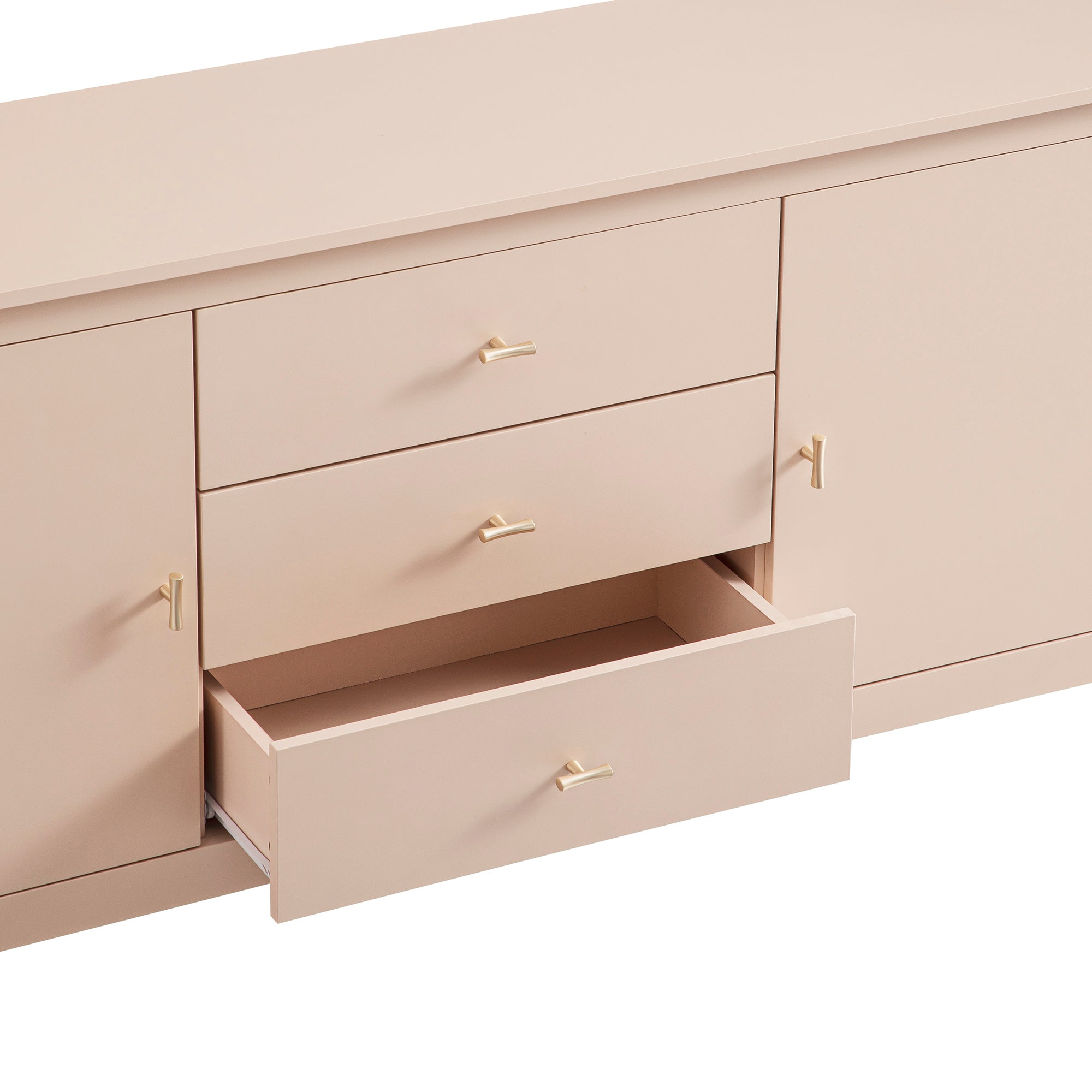 Oakham Wide Sideboard with Drawers, Nude Pink