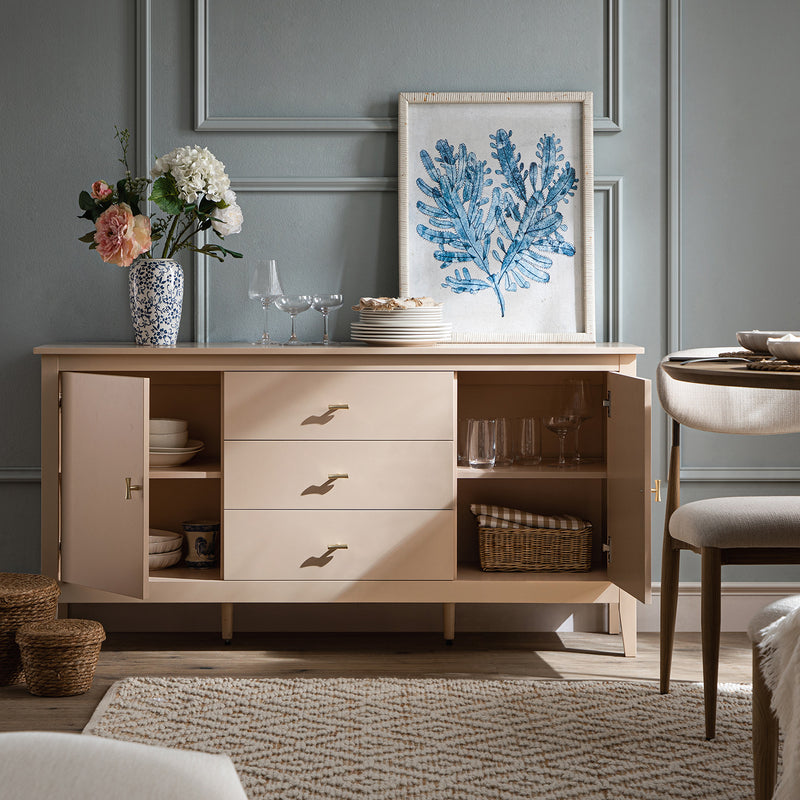 Oakham Wide Sideboard with Drawers, Nude Pink