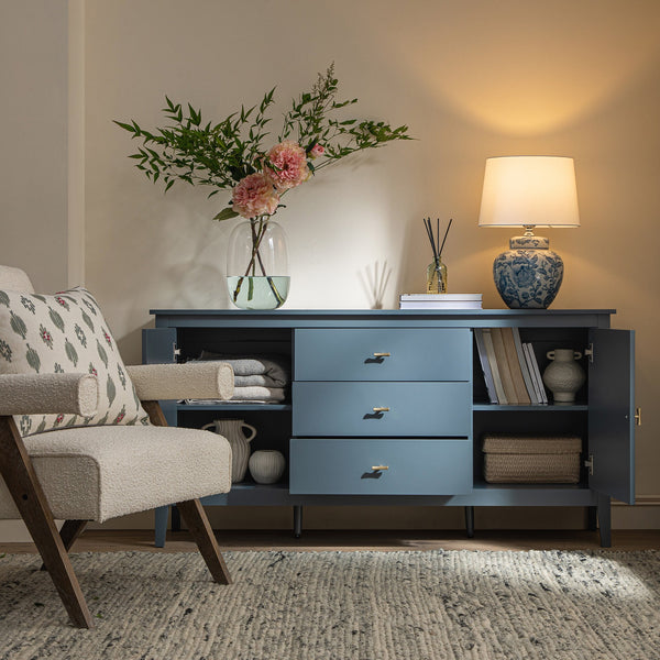 Oakham Wide Sideboard with Drawers, Stormy Blue