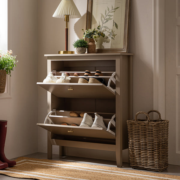 Oakham 2-Tier Shoe Cabinet, Deep Greige