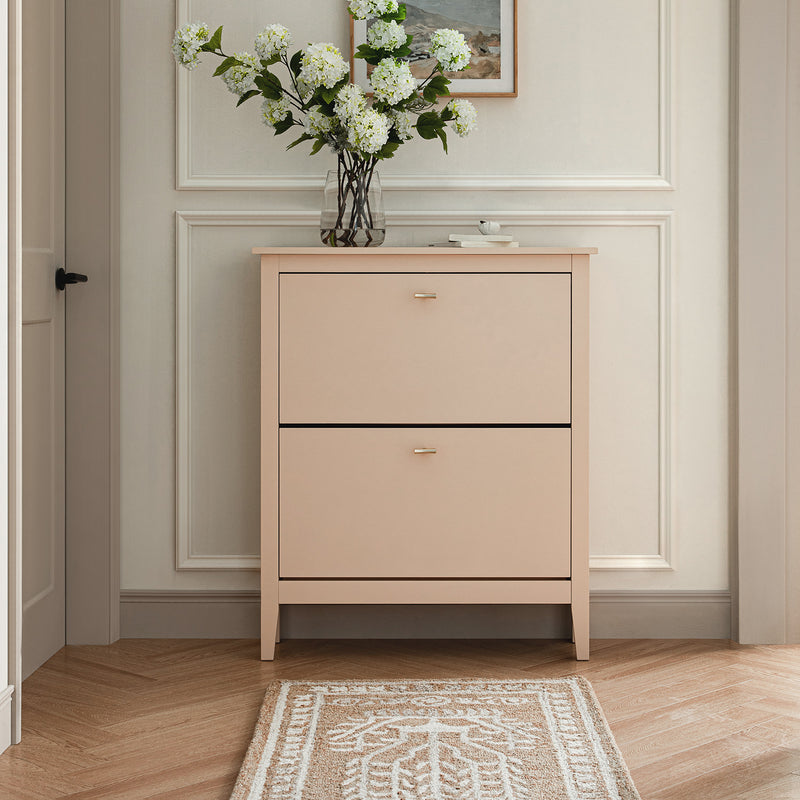 Oakham 2-Tier Shoe Cabinet, Nude Pink